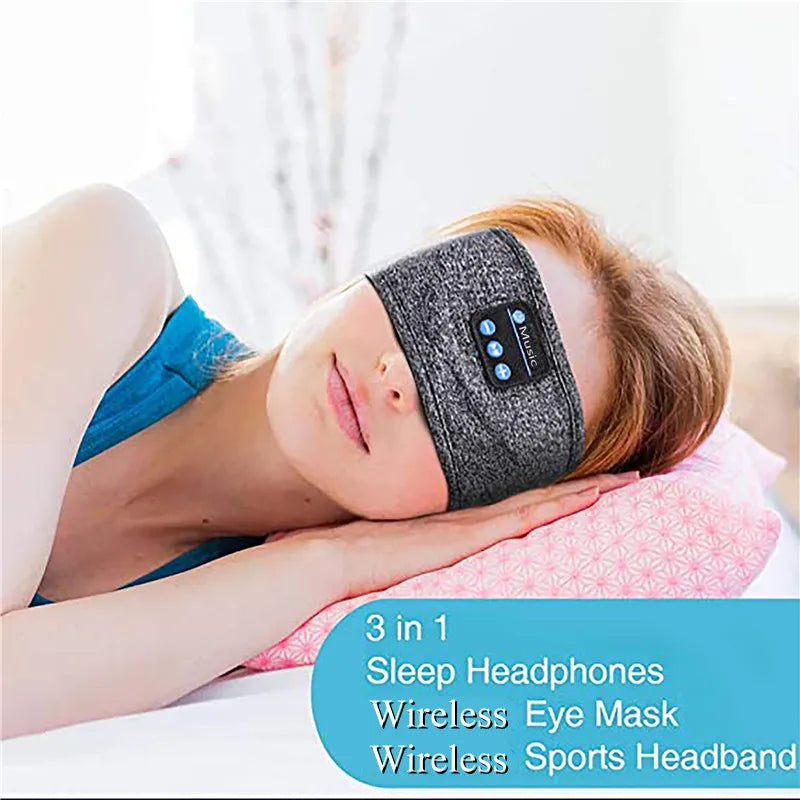 Women Wireless Music Eye Mask Bluetooth-Compatible Sleeping Earphone Man Smart Sport Headband Headset with Mic Yoga Hair Bands