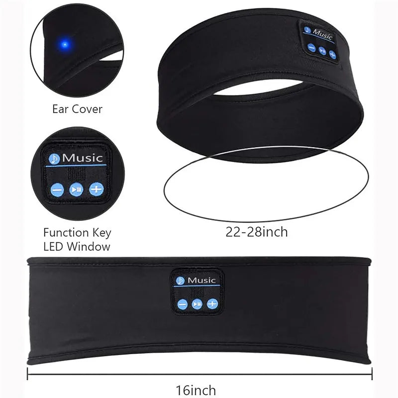 Women Wireless Music Eye Mask Bluetooth-Compatible Sleeping Earphone Man Smart Sport Headband Headset with Mic Yoga Hair Bands