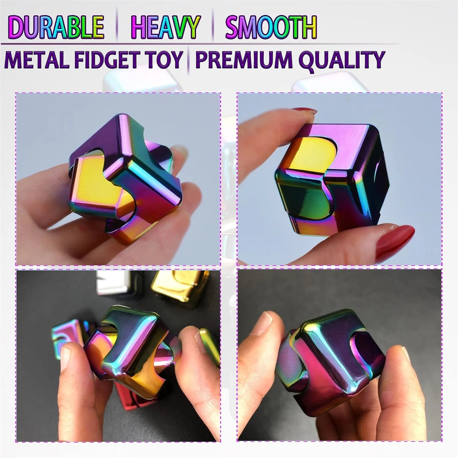 Fidget Spinner Toys Cube Metal Cool Stuff Desk Gadgets Office Toys Small Anxiety Figette Sensory Toy ADHD Tool for Teens Adults